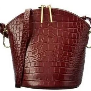 ZAC Zac Posen Burgundy Crocodile-Embossed Crossbody Bag